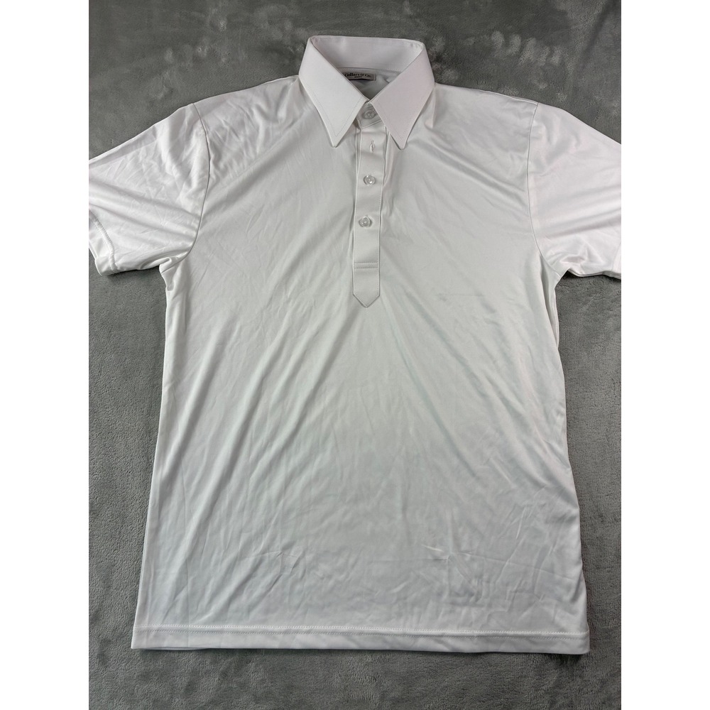 Collars & Co Men White Dress Collar Polo Shirt Short Sleeve Performance Size M